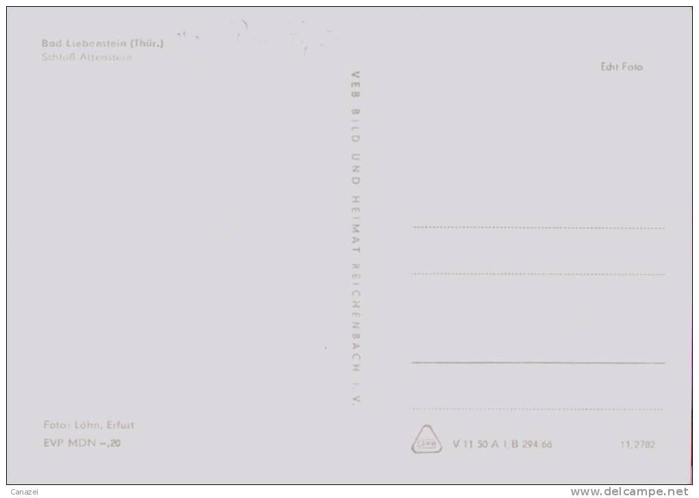AK Bad Liebenstein: Schloß Altenstein, Ung, 1966 - Bad Liebenstein
