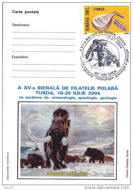 POLAR PHILATELY, SIBERIAN MAMUTH, 2004, SPECIAL CARD, OBLITERATION CONCORDANTE, ROMANIA - Vaches