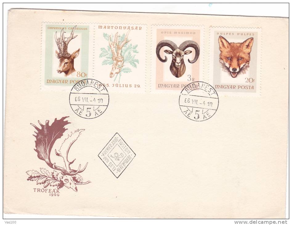 DEER, 3X, FDC COVER, ROMANIA - Game