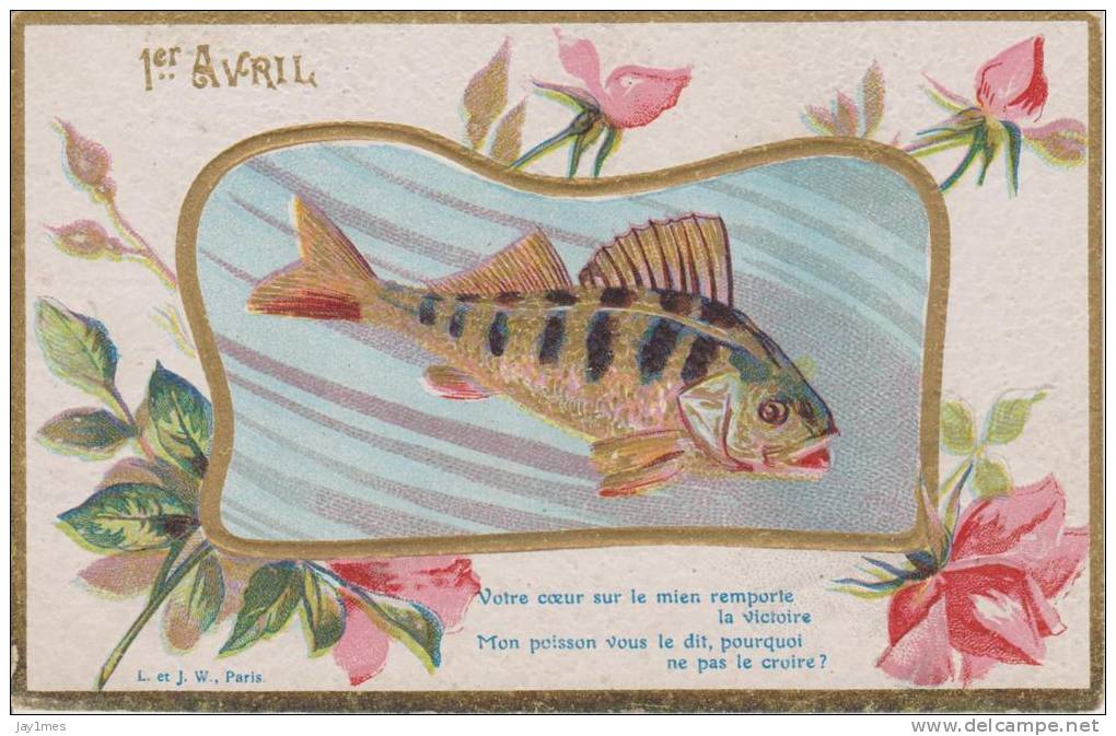 Fantaisie-gauffree-fin Relief-poisson-avril-1908 - 1er Avril - Poisson D'avril