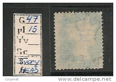 UK - VICTORIA  - 1858  - SG 47 Plate 15 - YVORY HEAD -  USED - Usados