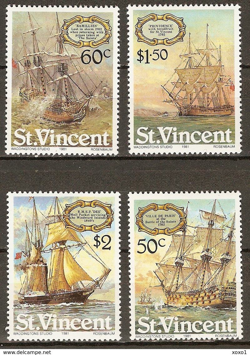 St.Vincent 1981 Mi.No. 596 - 599 Historic Ships 4v  MNH ** 6,00 € - St.Vincent (1979-...)