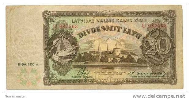 LATVIA , 20 LATU 1936 , P-30b - Latvia