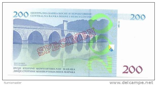 BOSNIA , 200 KM , 2002 , SPECIMEN , UNC - Bosnien-Herzegowina