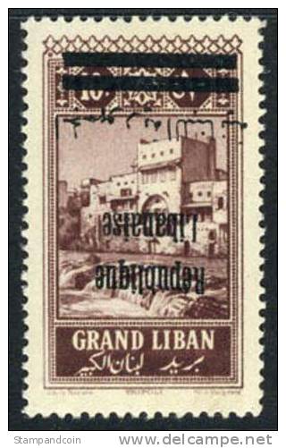 Grand Lebanon #94c Mint Hinged 10p Violet Brown Inverted Overprint From 1928 - Nuovi