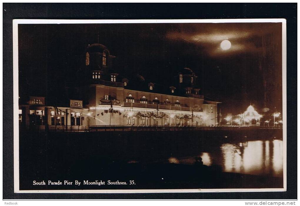 RB 857 - Early Real Photo Postcard - South Parade Pier By Moonlight - Southsea Portsmouth Hampshire - Portsmouth