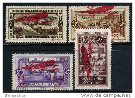 Grand Lebanon CB1-4 Mint Hinged Airmail Semi-Postal Set From 1926 - Airmail