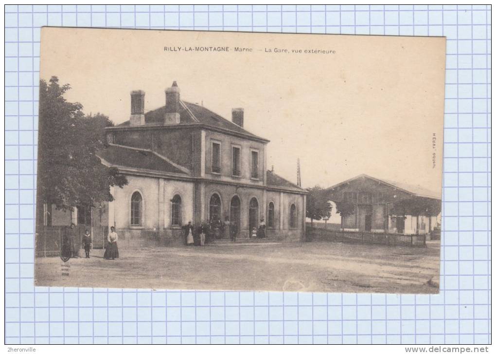 CPA - RILLY La MONTAGNE - La Gare , Vue Extérieure - 1917 - Rilly-la-Montagne