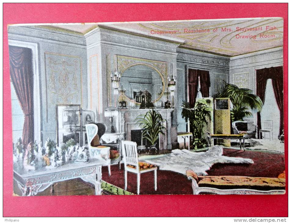 Rhode Island > Newport  "Crossways" Residence Of Mrs  Stuyvesant  Fish Drawing Room  1908 Cancel- --- ---   -491 - Newport