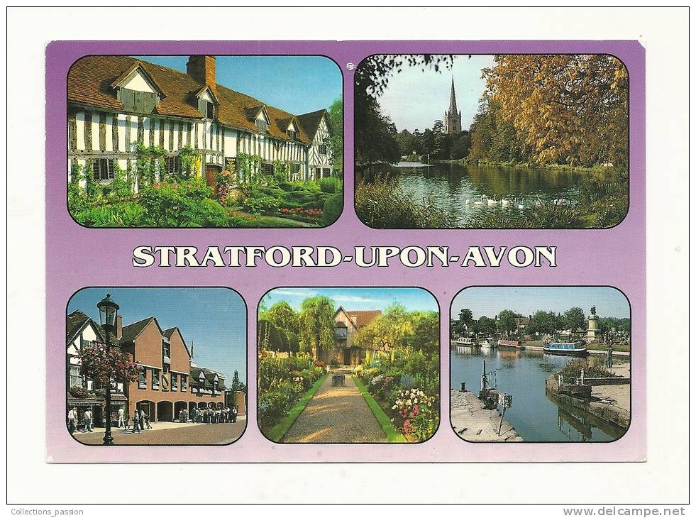 Cp, Angleterre, Stratford-upon-avon, Multi-Vues, écrite - Stratford Upon Avon