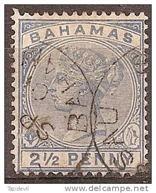 BAHAMAS - 1884 2&frac12;d Queen Victoria. Scott 28. Used - 1859-1963 Crown Colony
