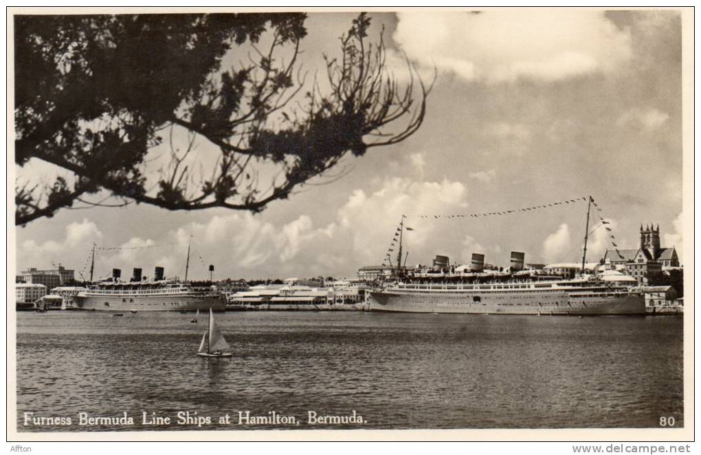 Furness Bermuda Line Ship At Hamilton Real Photo - Bermuda