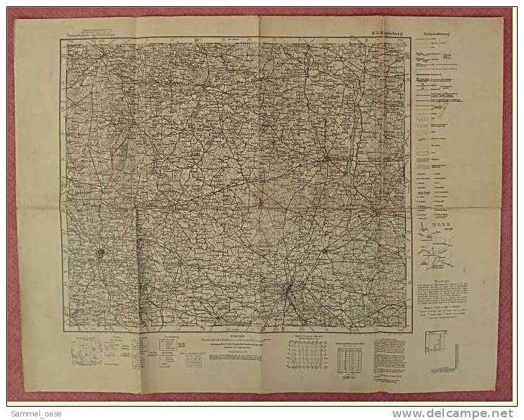 Ca.1936 Strassenkarte Sachsen-Anhalt , Magdeburg , Braunschweig - Salzwedel - Strassenkarten