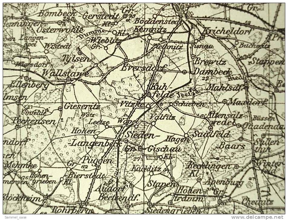 Ca.1936 Strassenkarte Sachsen-Anhalt , Magdeburg , Braunschweig - Salzwedel - Strassenkarten