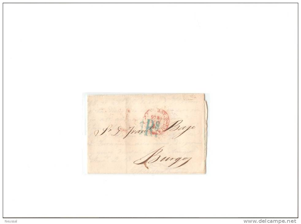 Carta Con Cuño De  Rojo  Madrid  Y Cuño Azul 1R - ...-1850 Prefilatelia