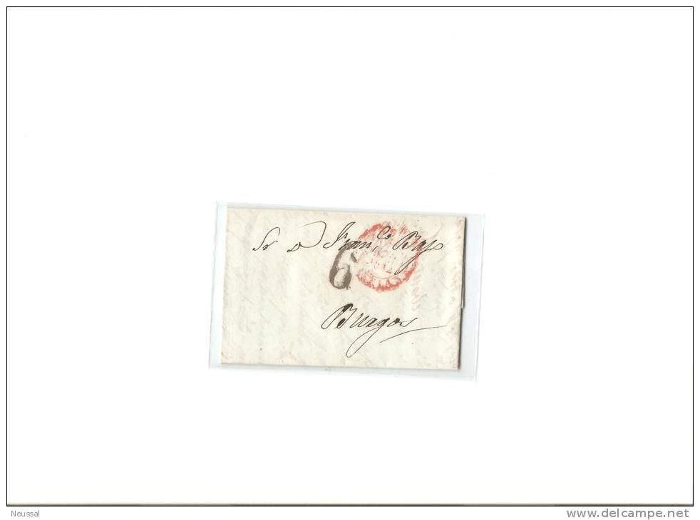 Carta Con Cuño De  Negro 6  Y Cuño Rojo  Madrid - ...-1850 Prephilately