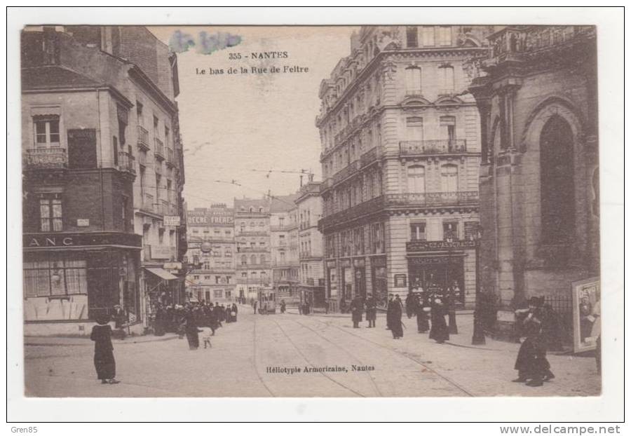 CPA NANTES, LE BAS DE LA RUE DE FELTRE, CABINET ASSURANCE, AU FOND TRAM, TRAMWAY, LOIRE ATLANTIQUE 44 - Nantes