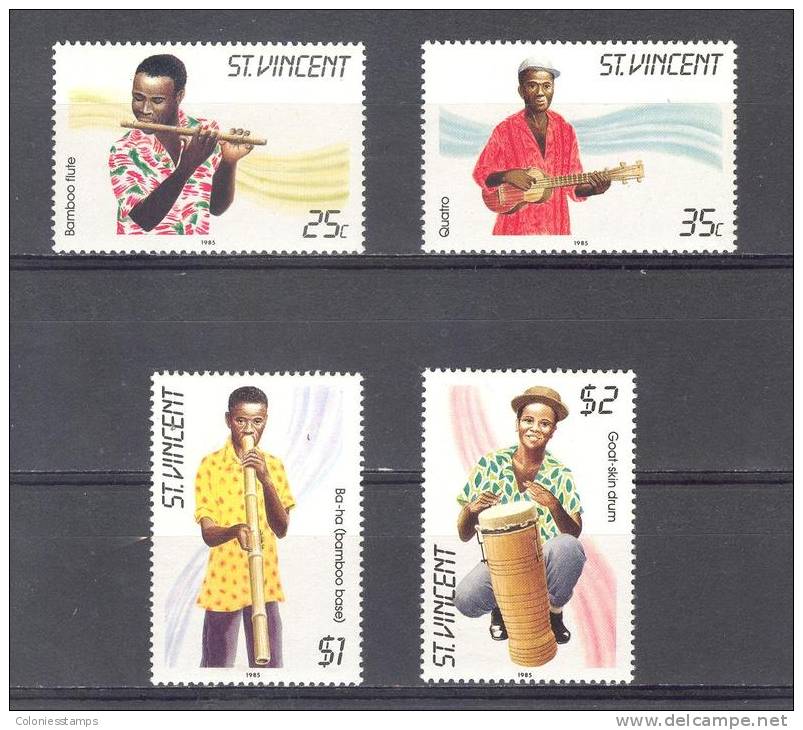 (S1366) SAINT VINCENT, 1985 (Traditional Musical Instruments). Complete Set. Mi ## 844-847. MNH** - St.Vincent (1979-...)