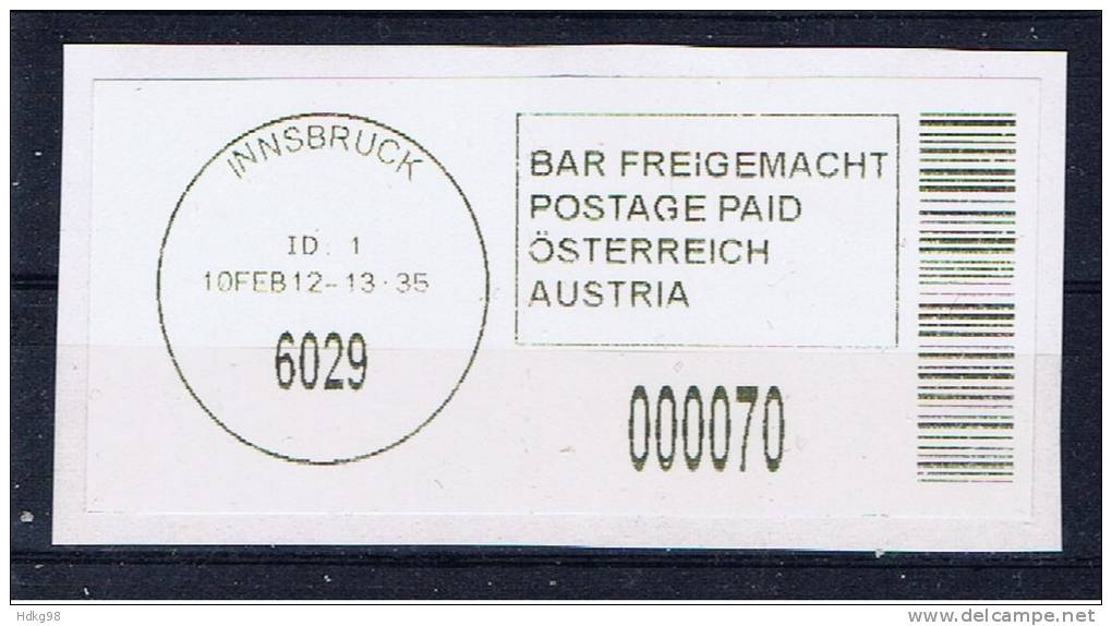 A Österreich 2012 Mi Xx Automatenmarke € 000070 - Oblitérés