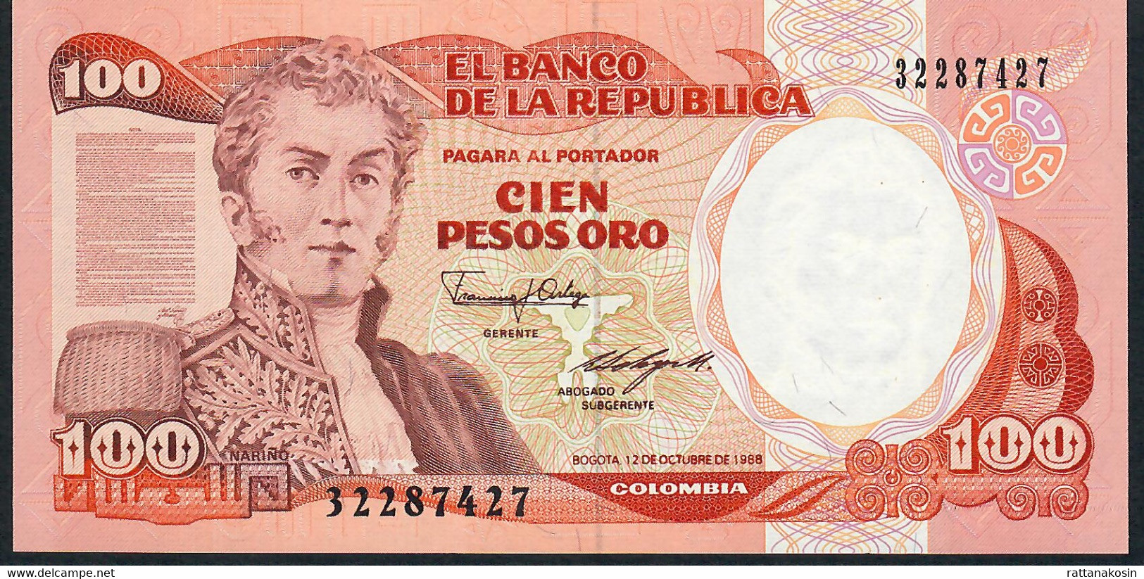 COLOMBIA    P426c    100   PESOS ORO   12.10.1988    UNC. - Colombie