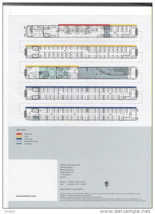 Alt070 Treno Train Locomotiva Railway Ferrovia Dati Tecnici Technical Data Siemens Mobility Vienna Austria OBB Railjet - Altri & Non Classificati