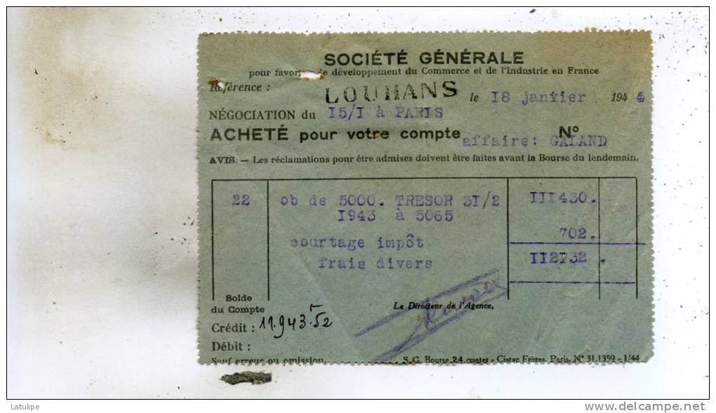 Carte -Lettre  De La Societé-Generale A Paris  Adressée A Mr Dargent Robert Notaire A Montret   Voir Scan - Banques