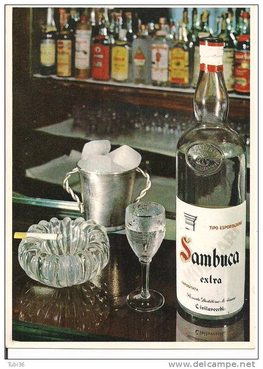 SAMBUCA  EXTRA , MOLINARI -CIVITAVECCHIA - CARTOLINA COMMERCIALE ILLUSTRTA,  N/V - Spirits