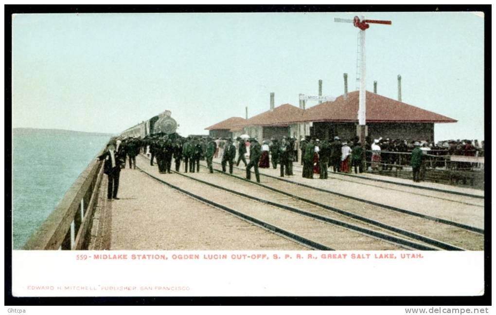 CPA. ETATS UNIS. MIDLAKE STATION, OGDE LUCIN OUT-OFF, S.P.R.R.,GREAT SALT LAKE UTAH. - Salt Lake City