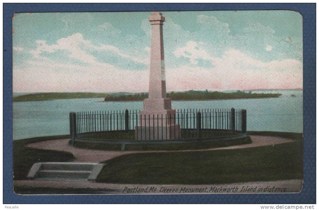 ME MAINE - CP PORTLAND - CLEEVES MONUMENT - MACKWORTH ISLAND IN DISTANCE - Portland