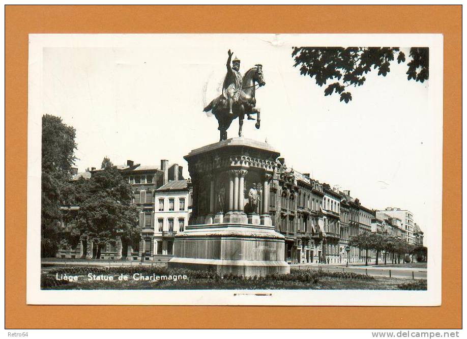 CPSM  BELGIQUE  -  LIEGE  -  Statue De Charlemagne  ( En 1954 ) - Liege