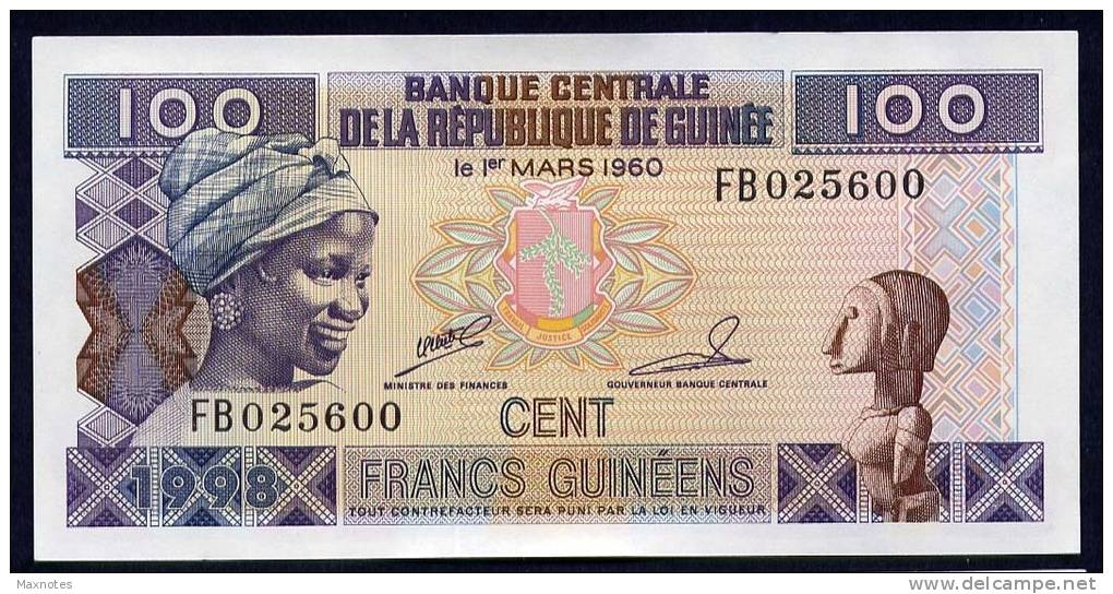 GUINEA (République De Guinée )  : 100 Francs -  1998 - FDS - Guinea