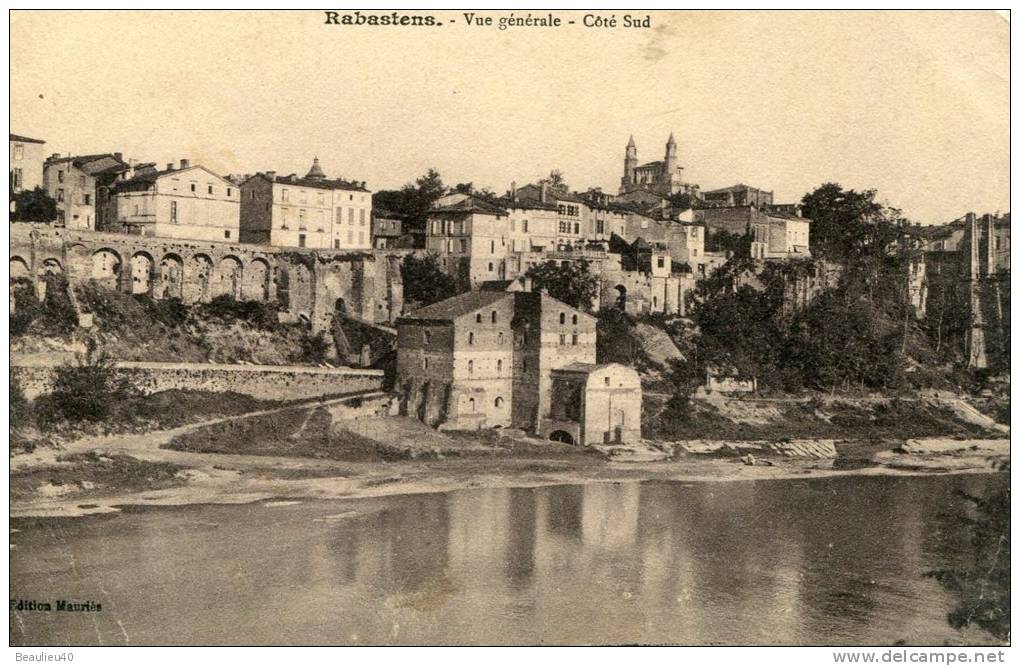 81 - RABASTEN - VUE GÉNÉRALE COTÉ SUD (ECRITE 1915) - Rabastens