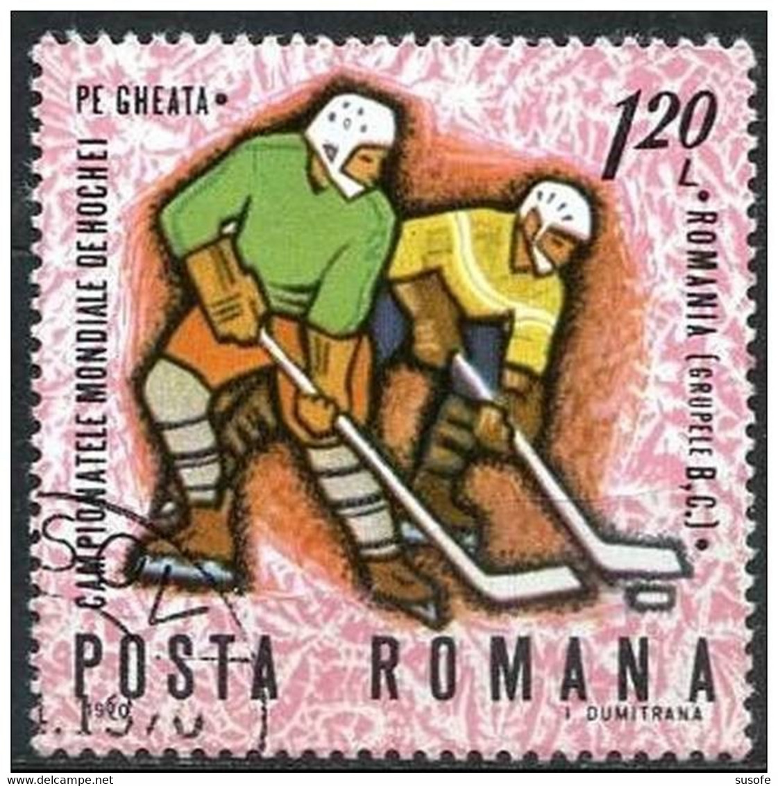 Rumania 1970 Scott 2150 Sello * Deportes Sports Campeonato Mundial Hockey Hielo Jugada Michel 2822 Yvert 2515 Posta Roma - Neufs