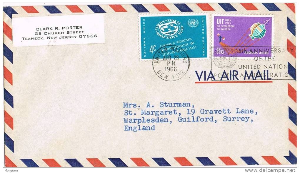 1013. Carta Aerea UNITED NATIONS New York 1966. Onu - Storia Postale