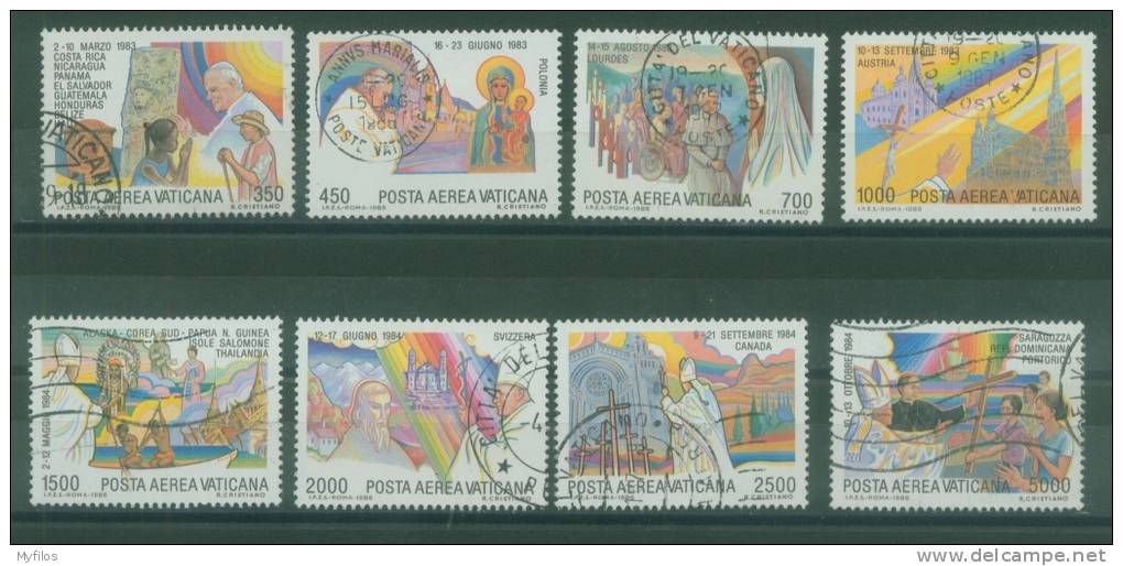 VATICANO PAPA WOJTYLA 1986 VIAGGI PAPA  A75/A82  POSTA AEREA USATI - Used Stamps