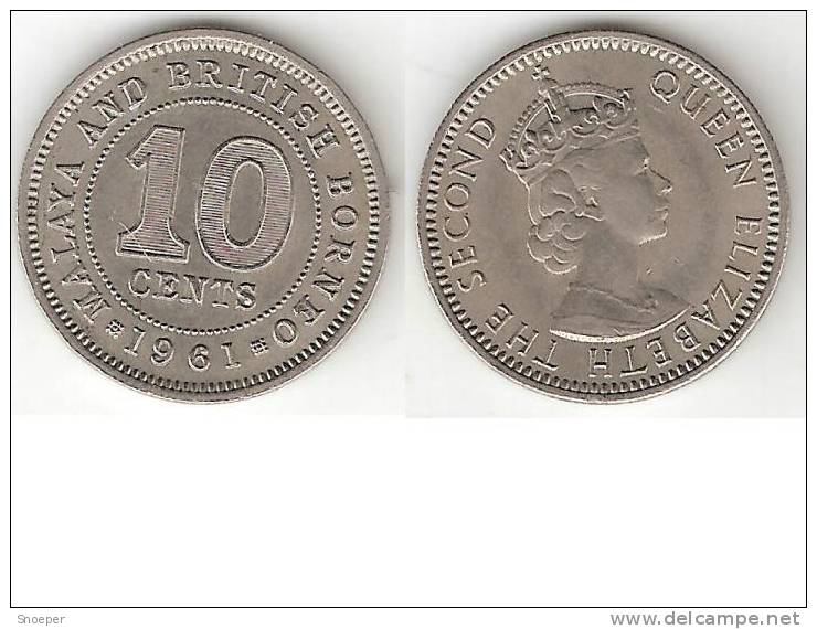 *malaya Britisch Borneo 10 Cents 1961   Km 2  XF+ - Malaysia