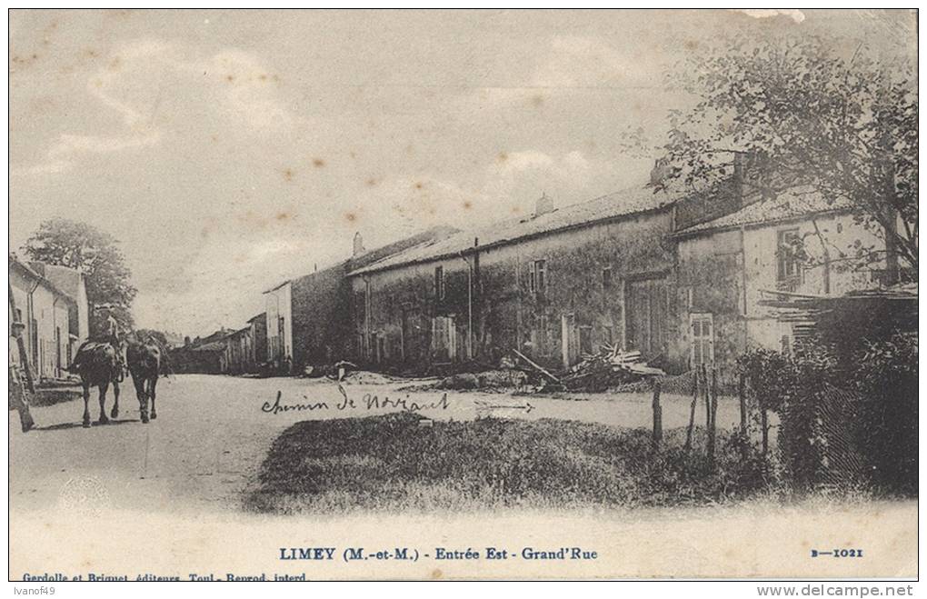 54  - LIMEY  - CPA  -  Entrée Est - Grande Rue - écrite 1915 - Sonstige & Ohne Zuordnung