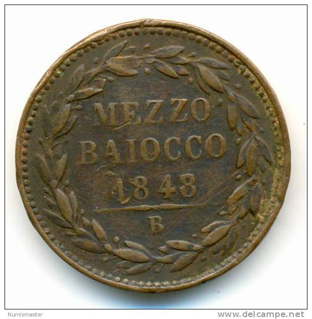 VATICAN , 1/2 BAIOCCO 1848 B (BOLOGNA ) , PIUS IX - Vatican