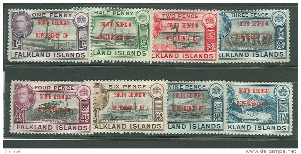 Falkland Islands Scott # 3L1-8 MH Set Of 8 South Georgia,  Catalogue $22.15 - Ceylan (...-1947)