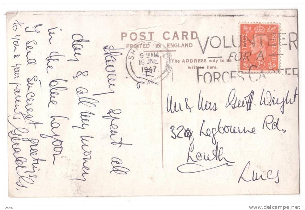 England - Clacton On Sea - Blue Lagoon And Pier - Volunteer For A Forces Career  Cancel - 1947 - Clacton On Sea