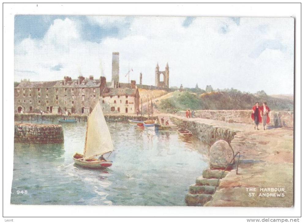 Scotland - St. Andrews - Art Colour - The Harbour - Water Colour By Brian Gerald - Not Used - Fife