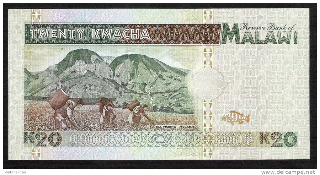 MALAWI   P32  20   KWACHA  1995 Serie #AA026297  FIRST PREFIX !   UNC. - Malawi