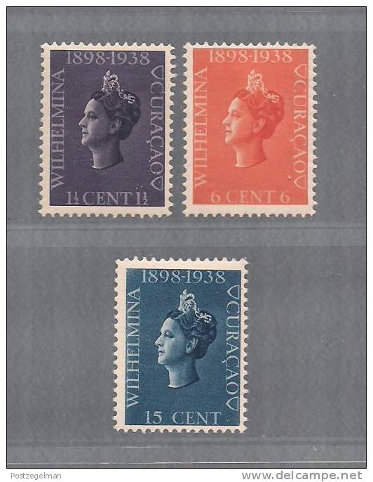 Curacao 1938 Unused Hinged  Stamp(s)  Wilhelmina Jubilee Nrs. 138-140 - Curacao, Netherlands Antilles, Aruba