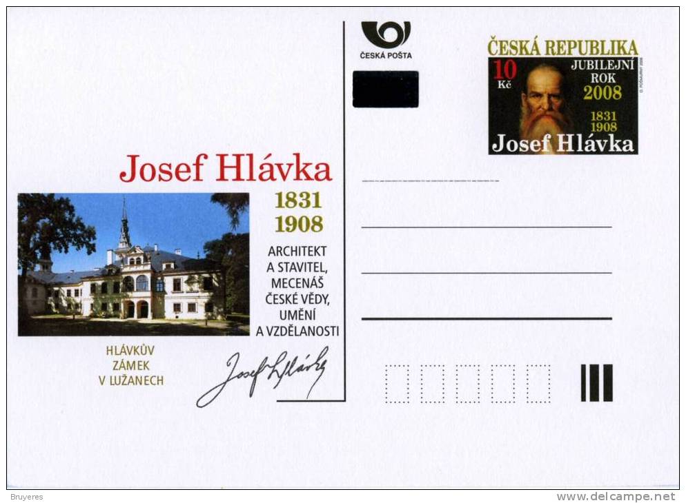 Entier Postal De 2008 Sur Carte Postale Avec Illustration "Josef Hlavka" - Postcards