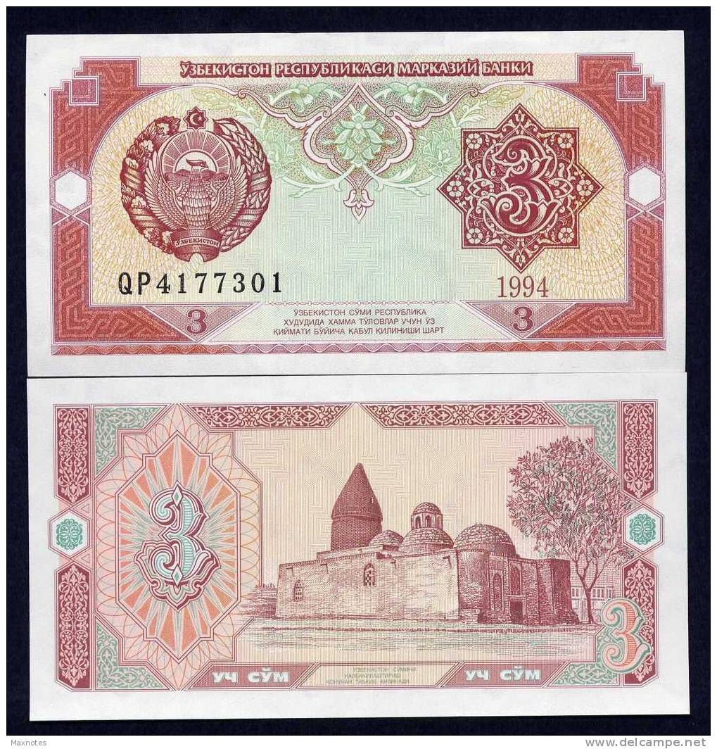 UZBEKISTAN : Banconota 3 Sum - 1994 - P74  - FDS - Ouzbékistan