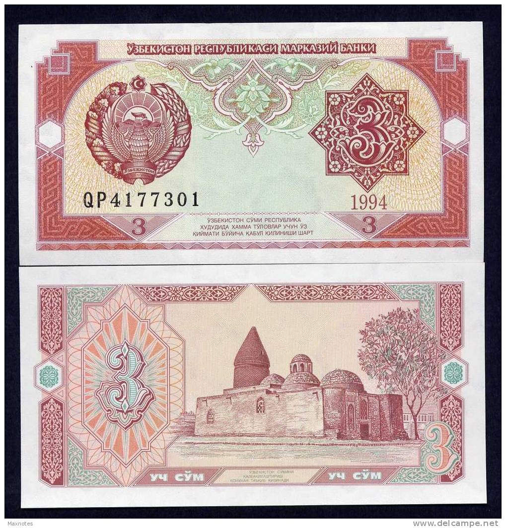 UZBEKISTAN : Banconota 3 Sum - 1994 - P74  - FDS - Uzbekistan