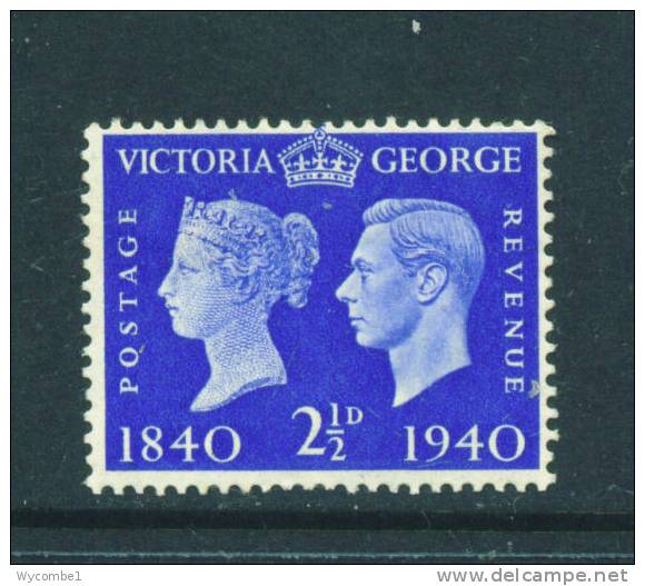 GREAT BRITAIN  -  1940  Stamp Centenary  21/2d  MM - Ungebraucht