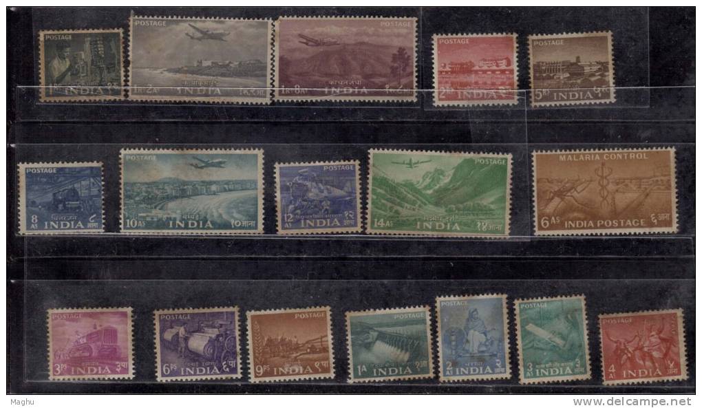 India MNH 1955, Five Year Plan, Short Set Of 17, As Scan - Unused Stamps