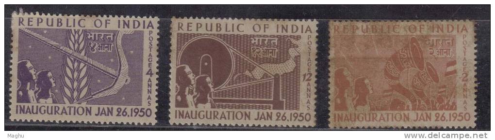 India  MNH 1950  3v Republic, As Scan - Ungebraucht