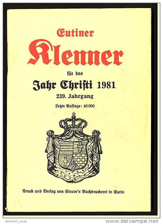 Eutiner Klenner Für Das Jahr Christi 1981 , Kalenderdarium Mit Mondauf- Und Untergangszeiten , Mondphasen - Calendars